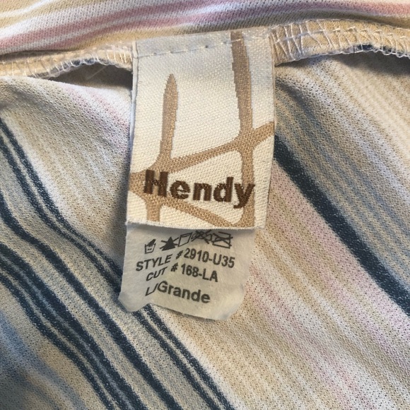 Hendy Striped Cropped Tube Top Blue Pink Side Tie S/L - Picture 4 of 4